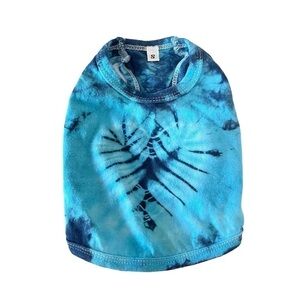 Tie Dye Heart Dog Tank Aqua Blue XS